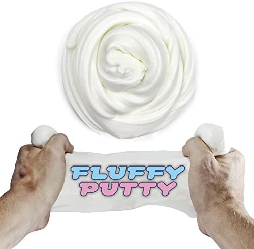 Fluffy Putty – 6 OZ Jumbo Floam Slime Toy – Crazy Soft, Stretchy &amp; Non-Sticky – Stress Relief &amp; Therapy for Kids + Adults – ATSM Certified – Silly Fidget for Thinking, Rehab, ADD &amp; ADHD (White)