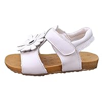 Vogana Toddler Girls Sunflower Decor Open Toe Soft Sandal Flat (8.5 M Toddler, White)