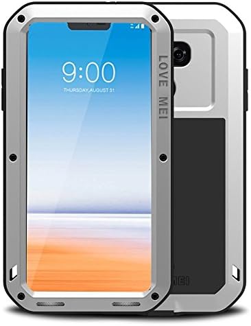 LG G7 Case,LG G7 ThinQ Case,Water Resistant Shockproof Aluminum Metal [Outter] Super Anti Shake Silicone [Inner] Fully Body Protection with Gorilla Glass Screen Protector for LG G7 ThinQ (Silver)