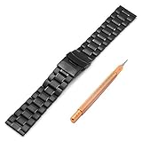 Ritche 22mm Metal Stainless Steel Bracelet Watch Band Strap Solid Links Color Black