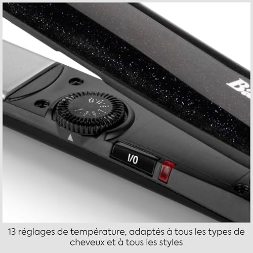 Midnight Shine Lisseur Cheveux, Plaques Titane-Céramique, Plaques Extra Longues, 13 Températures (170–235°C), Chauffe Rapide, Anti‑Frisottis Effet Brillance, ST590E
