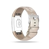 For Fitbit Charge 2 Bands, Genuine Leather Replacement Bands for Fitbit Charge 2 Gold