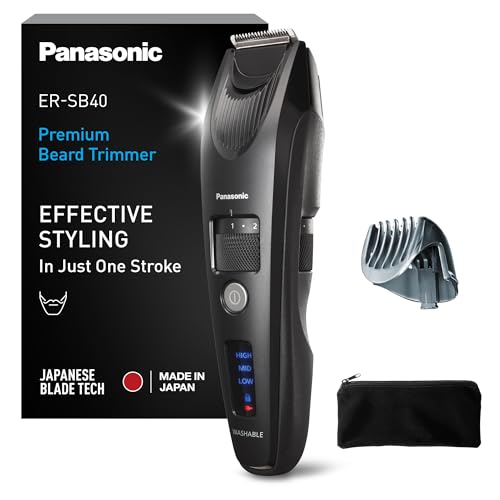 Panasonic ER-SB40-K803 Regolabarba da Uomo, Tagliacapelli Cordless Portatile Impermeabile, 20 Impostazioni di Lunghezza, Pettine, Funzionamento Senza Filo e con Cavo, Indicatore Batteria a LED, Nero