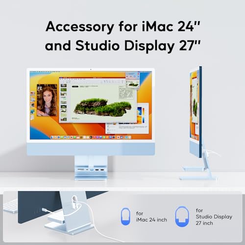 Acessórios iMac para i-Mac 2021/2023/2024, PULWTOP USB C Hub para iMac com USB A/C 10Gbps, Hub para M1/M3/M4, 2USB A 2.0, leitor de cartão SD/TF para i-Mac de 24 polegadas e Studio Display 2 azul