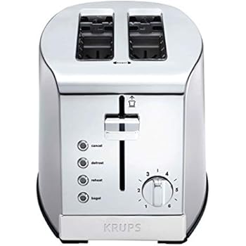 KRUPS KH732D50 2-Slice Toaster, Stainless Steel Toaster, 5 Functions with Cancel, Toasting, Defrost, Reheat and Bagel, Cord Storage, Silver