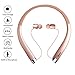 Bluetooth Headphones, Bluenin Wireless Headphones Bluetooth Neckband with Amazing Bass and HD Stereo for Running, Retractable Earbuds for iPhone Android Devices, Rose Gold