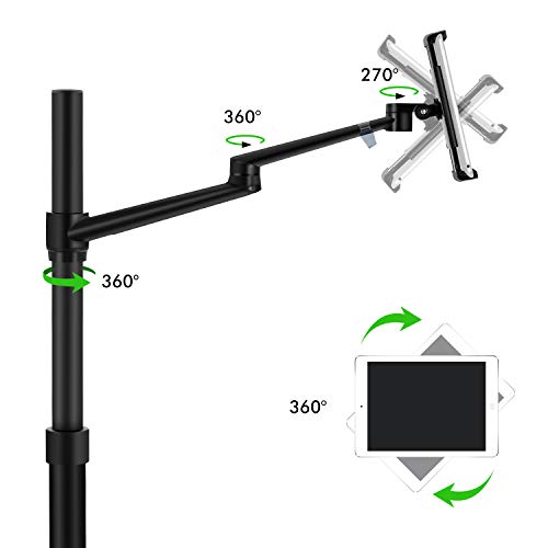 image for Viozon Tablet and Laptop Floor Stand, 2-in-1 Rolling Adjustable Dual a