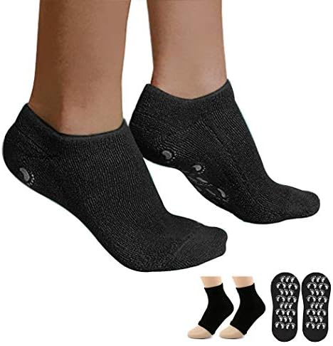 NOVPEAK Moisturizing Gel Socks, Ultra-Soft Spa Gel Socks with Moisturizing Socks for Repair Dry Cracked Skins and Softens Feet 2 Pairs Black