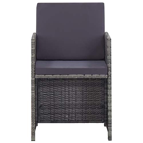vidaXL Akazienholz Massiv Gartenmöbel 5-TLG. Sitzgruppe Gartengarnitur Gartenset Sitzgarnitur Tisch Stühle Hocker Poly Rattan Anthrazit – Bild 3