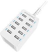 Sabrent Chargeur Rapide 60 Watts (12 A) [Certifié UL]. Grande capacité de 10 Ports USB équipés de...