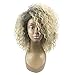 BonJoJo Afro Kinky Curly Wig Blonde Highlights Short Side Part Ombre Synthetic African Fluffy Hair Heat Resistant