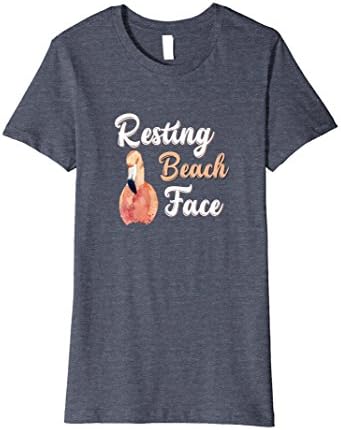 Womens Sassy Resting Beach Face Flamingo Vacation T-Shirt Large Heather Blue
