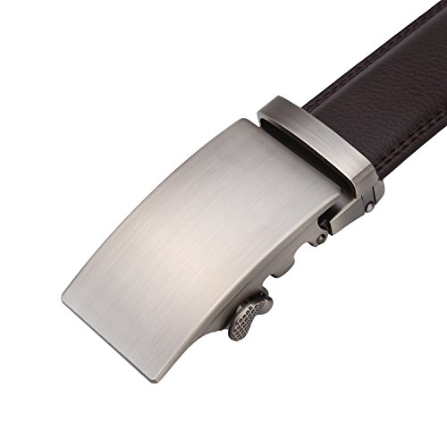 Dante Men's Real Leather Ratchet Dress Belt with Automatic Buckle-Elegant Gift Box(25-0711 Brown leather)