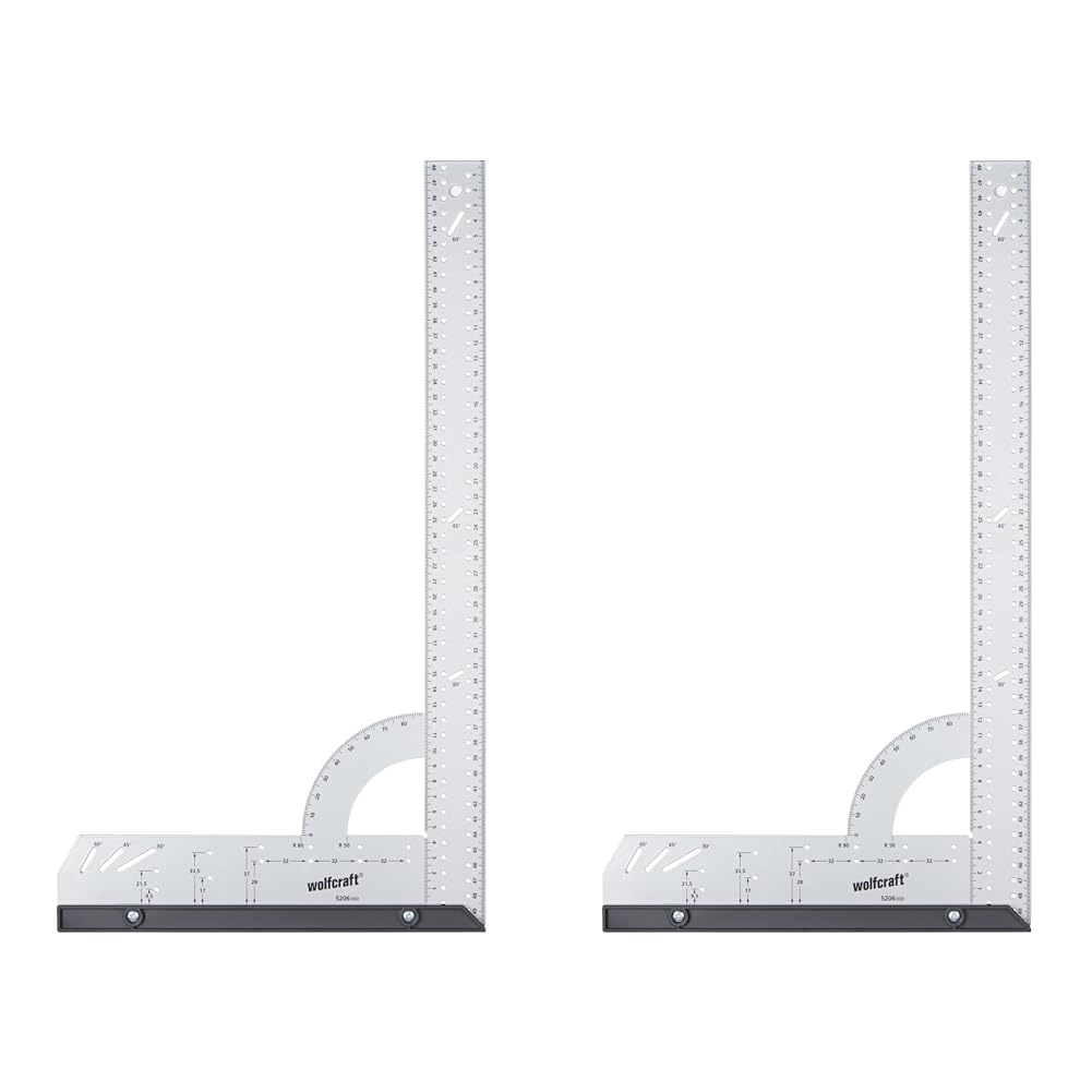 wolfcraft Universal Angle & Try Square I 5206000 I For measuring, marking, drawing and guided cutting (Pack of 2) — image 1