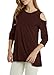 Afibi Womens Cold Shoulder 3/4 Sleeve Swing Tunic Tops for Leggings (Large, Coffe)