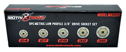 Motivx Tools 5pc Cartridge Style Oil Filter Socket Set - Includes 24mm, 27mm, 29mm, 32mm, and 36mm - In Metal Case - Thumbnail 5