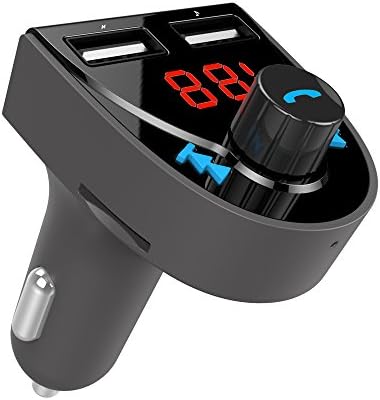 Blufree Bluetooth FM Transmitter Car Radio Adapter, Bluetooth MP3 Music Receiver Handsfree Car Kits, Bluetooth Transmitter for Car with USB Charger/SD Card/USB Disk/Voltage Detection/Noise Reduction