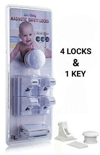 Eco-Baby-Magnetic-Cabinet-Locks-Child-Safety-for-Drawers-and-Cabinets-Kitchen-Child-Proof-Cabinet-Locks-Baby-Proofing-Safety-4-Locks-1-Key