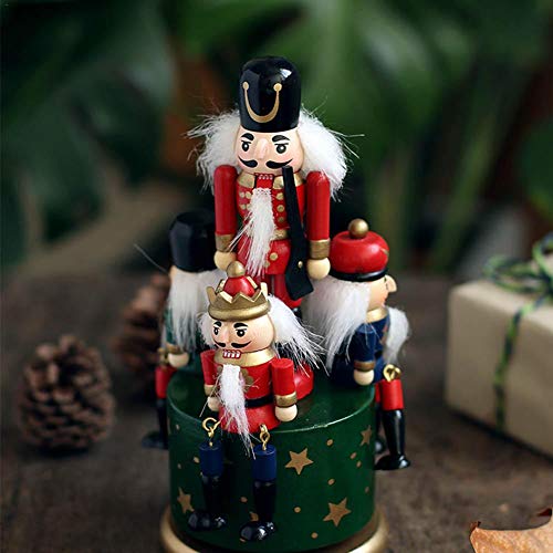 Owlhouse Wooden Nutcracker Doll, Decorative Christmas Ornament Crafts Puppets Music Box Holiday Decoration, Handmade Wood Handicraft Gift for Party Home Decoration Desktop Decor, A Good Gift