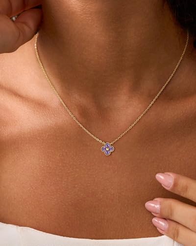 FUNEIA Necklace Women Gold Chain Birthstone Women 18k Adjustable Four Leaf Clover Emerald Diamond Gold Necklace Jewelry Gifts For Wife Mom Girlfriend Anniversary Valentine's Day Rega