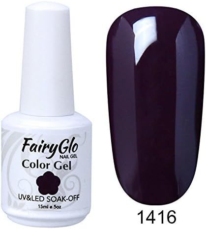 FairyGlo Gel Nail Polish Colour Coat Varnish Soak Off UV LED Beauty Salon Manicure Decor Nail Art 15ml Dark Brown 1416