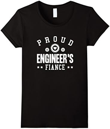 Womens Proud Engineer's Fiance T-Shirt Gift XL Black