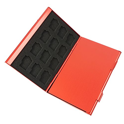 Foto&Tech Red Aluminum Memory Card Carrying Case 24 Slots for Micro SDHC Card Lexar SanDIsk Kingston Sony Samsung