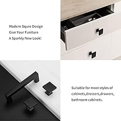 homdiy 25 Pack Black Square Cabinet Knobs Matte