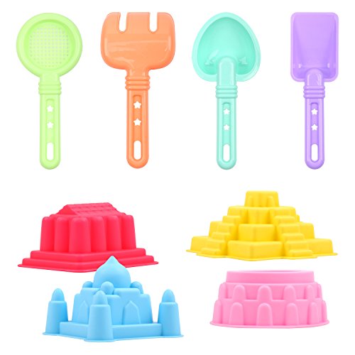 FUNNISM 22 Pieces Beach Sand Toy Set Sandbox Toys Including Castle, Coco,Animals Elephant/Duck/Bear/Rabbit/Fish/Seahorse/Octopus, Sun, Models Molds, Bucket, Shovels Rakes