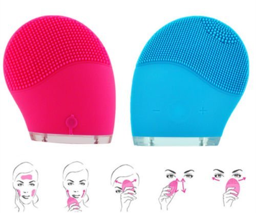 Facial Cleansing Brush - Electric Waterproof Silicone Face massager Anti-Aging Skin Cleanser and Deep Exfoliator - Makeup Removal Tool for Facial Polish and Scrub. 100% Satisfaction Guaranteed! in Pink or Blue (Pink)