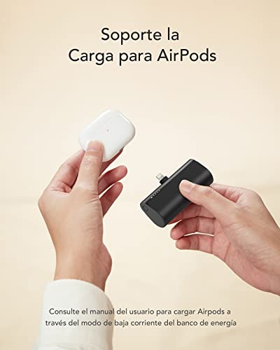 Mini Power Bank Portátil PD 22.5W para iPhone Lighting con Cable Integrado,Batería Portátil Inalámbrico Carga Rápida Banco de Energía 5000 mAh Compatible con iPhone 14/13/12/11/X ¡Idea de regalo