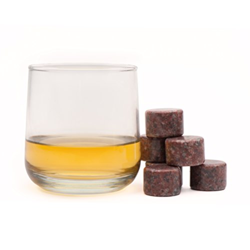 Whiskey Stones - Pure Red Granite - Set Of 6 Round Stones With Display Tray - Thumbnail 5