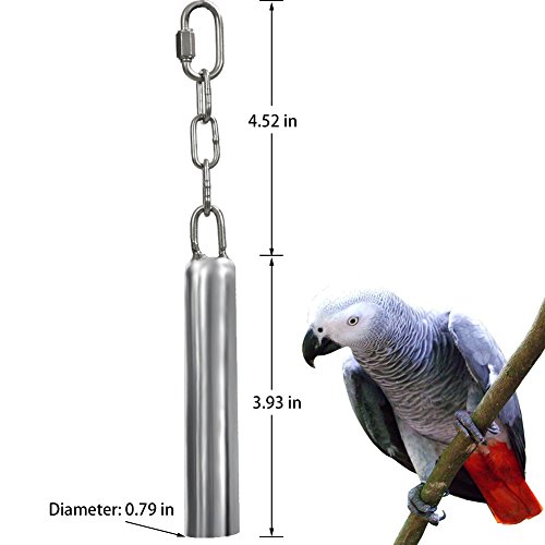 image for AUOON Bird Toys Stainless Steel Hanging Bell Bird Parrot Cage Bite Toy