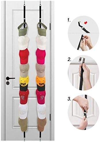 Luckyshop 8 Hooks Baseball Cap Holder Rack Storage Black Color Over The Door 2Pack Hat Racks