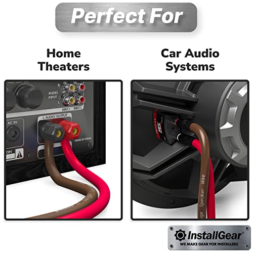 InstallGear 14 Gauge Speaker Wire Cable (100 Foot) - 14 Gauge Wire True Spec and Soft Touch - Red/Black (Great Use as Car Speaker Wire for Car Stereos, Home Theater, Surround Sound, Radio)