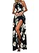 ZESICA Women/'s Halter Neck Floral Print Backless Split Beach Party Maxi Dress,Dark Blue,Large