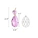 BIHRTC 12Pcs 38mm Galss Crystal Teardrop Chandelier Prisms Parts Hanging Galss Crystal Pendants Beads +50pcs Metal Split Ring + 50pcs 14mm Octagonal Beads (Pink)