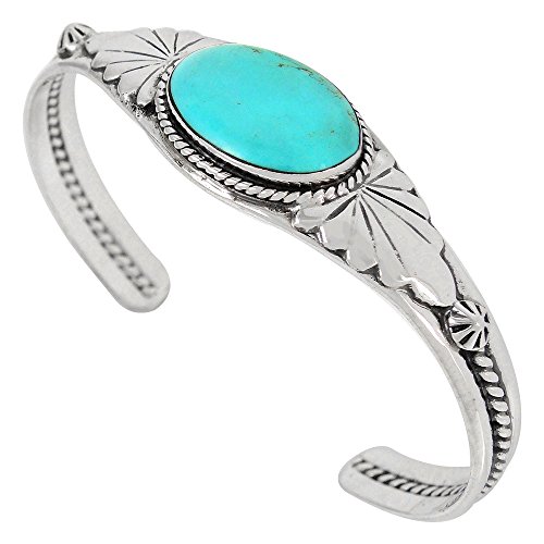 Turquoise Bracelet Sterling Silver 925 Genuine Turquoise (Turquoise)