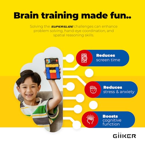 GiiKER Super Slide Puzzle Games, Original 500+ Challenges Brain Teaser Puzzle, Toys for Kids Teens, Travel Games Birthday Gifts Stocking Stuffers for Boys Girls, Activities for Road Trips