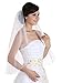 SAMKY 1T 1 Tier Pencil Edge Bridal Wedding Veil - White Elbow Length 30