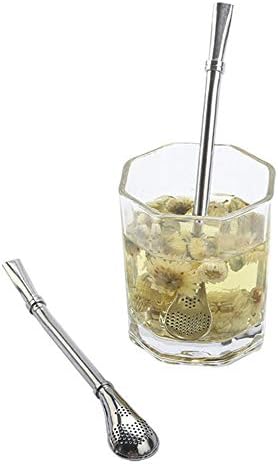 Cocktail Shaker Spoon Bar Upspirit 2Pcs Eco-Friendly Stainless Steel Drinking Straws Tea Strainer Cocktail Shaker Coffee Filtered Spoons Bar Party Supply
