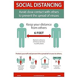 NMC PST148PP Social Distancing Poster, 18 X 12