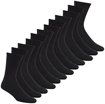 METZUYAN Mens 12 Pairs Cotton Rich Sports Socks Plain Black White Grey Size 6-11