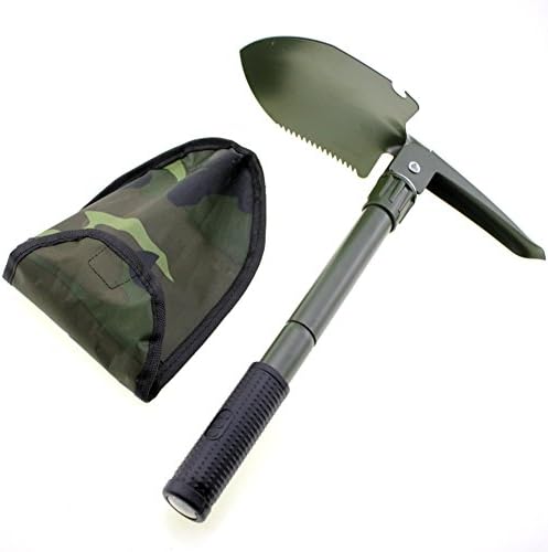 Stormaiy Folding Spade-Mini Multi Compass Function Folding Shovel Survival Trowel Dibble Pick Camping Outdoor Tool (Army Green)