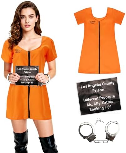 Amazon.com: JJ-GOGO Sexy Prisoner Costume - Orange Suspender