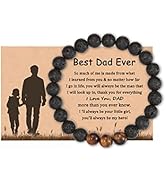 HGDEER Father Day Gifts, 8mm Natural Tiger Eye/Lava/Rock Stone Yoga Mens Bracelet for Dad Stepdad...