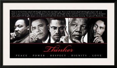 Thinker (Quintet): Peace, Power, Respect, Dignity, Love Framed Art Poster Print, 43x25