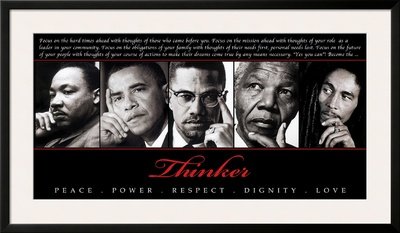 Thinker (Quintet): Peace, Power, Respect, Dignity, Love Framed Art Poster Print, 43x25