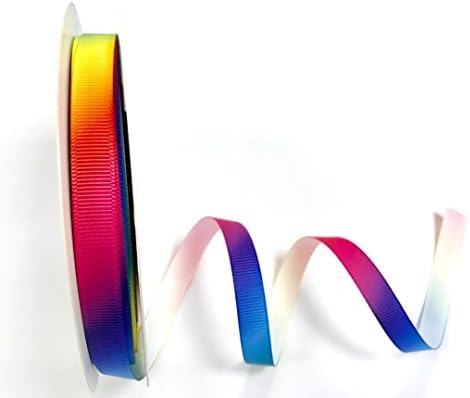 Bertie's Bows 9mm Rainbow Print Grosgrain Ribbon on a 2m length (this is a cut from a roll, presented on a Bertie's Bows ribbon card))