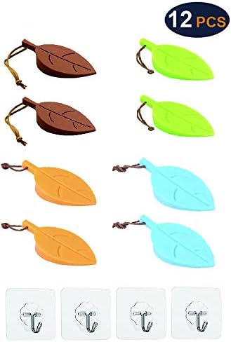 12 PCS Value Pack (Set of 8, Green, Blue, Brown, Yellow) Door Stopper + Transparent Hook(Set of 4) for Home and Office/School/Finger Protector/Door Stop Decorative/Wedge/Door Holder/Window stoppers